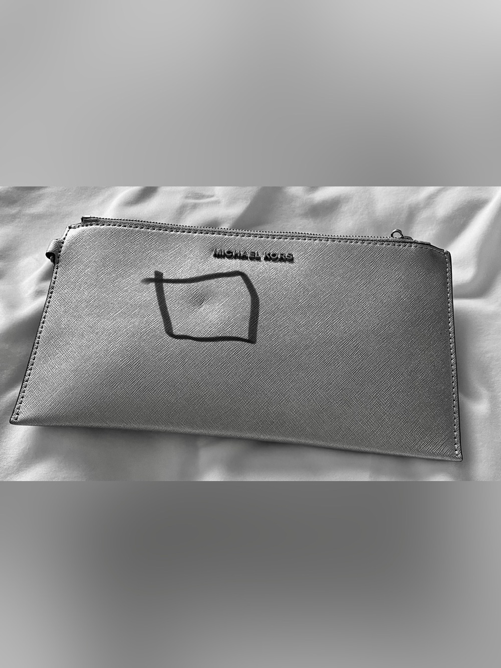Michael Kors Fulton Large Metallic Silver Wristlet * VERY RARE AND HARD TO FIND